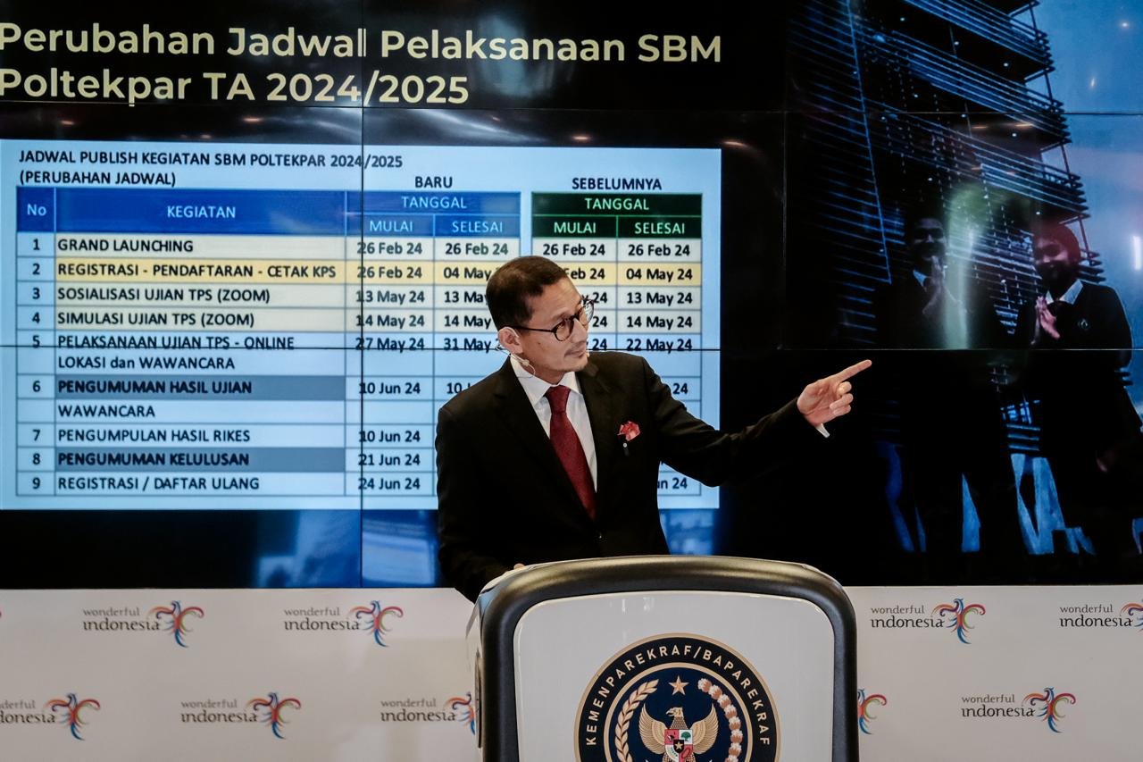 Menparekraf Sampaikan Perubahan Jadwal Pelaksanaan SBM Poltekpar TA 2024/2025