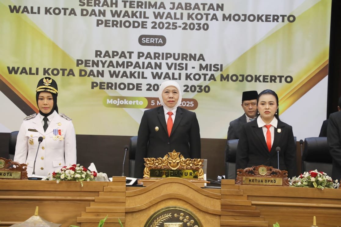 Di Sertijab Walikota dan Wakil Walikota Mojokerto, Gubernur Khofifah Ajak Siapkan Sekolah Rakyat untuk Keluarga Miskin dan Miskin Ekstrim