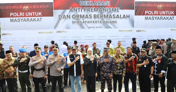 Gelar Deklarasi Anti-Premanisme dan Ormas Bermasalah, Forkopimda Plus Kota Malang Sepakat Jaga Kondusifitas