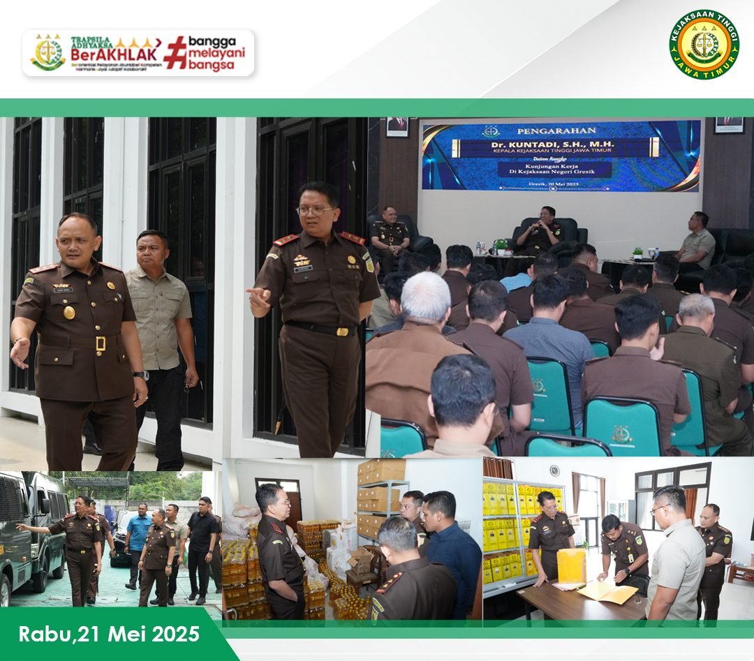 Kajati Jatim Dr. Kuntadi Lakukan Sidak ke Kejari Gresik, Tinjau Seluruh Ruangan dan Berikan Arahan Kepada Pegawai
