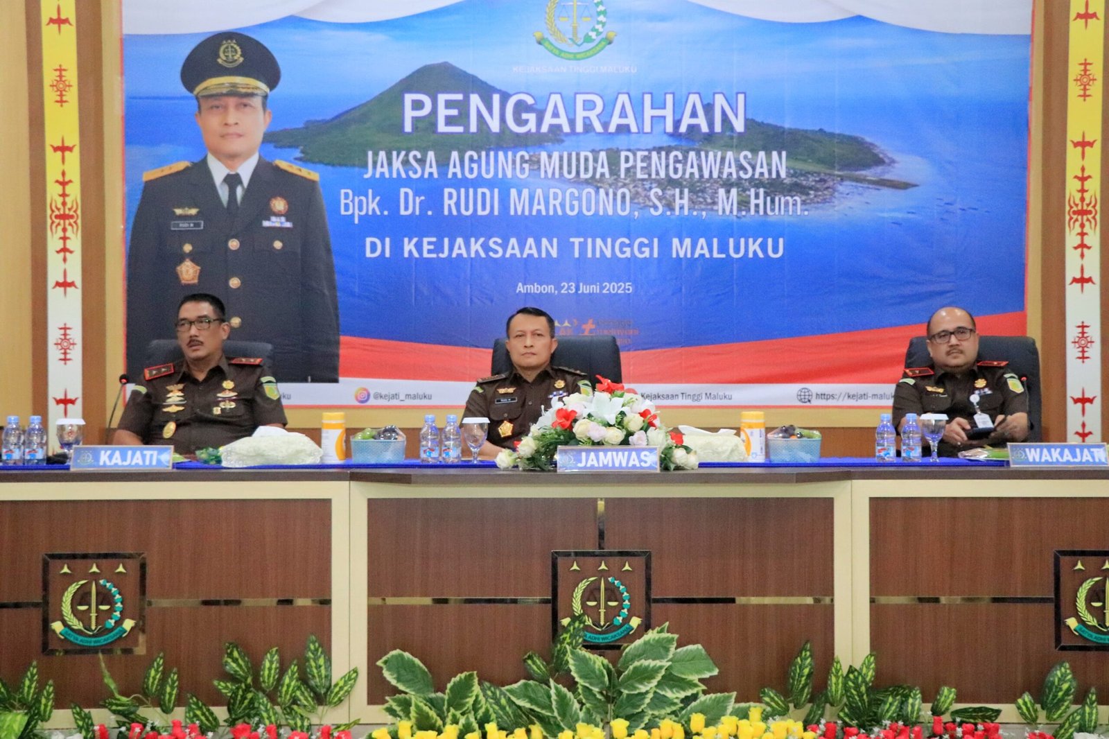 Kajati Agoes SP Beserta Jajaran, Sambut Kunjungan Inspeksi Pimpinan JAMWAS Kejangung RI Di Provinsi Maluku