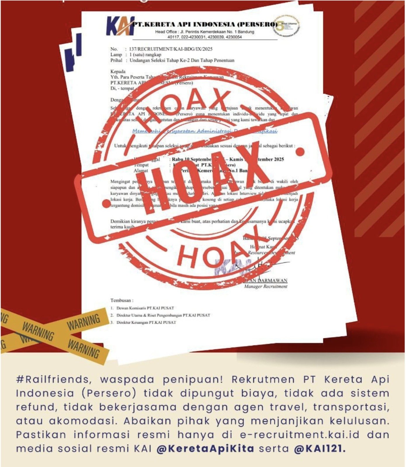 Waspadai Penipuan, KAI Daop 8 Surabaya Tegaskan Proses Resmi Hanya di e-recruitment.kai.id