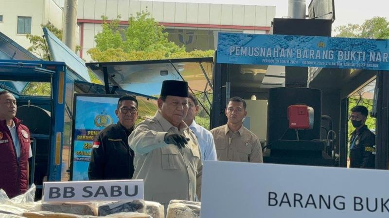Hadiri Pemusnahan 214,84 Ton Narkoba di Mabes Polri, Prabowo Ingin Hadir Saat Ungkap Pabrik Narkoba