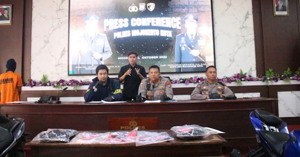 Polres Mojokerto Kota Ungkap Dua Tersangka Curanmor dan 4 Unit Motor Diamankan