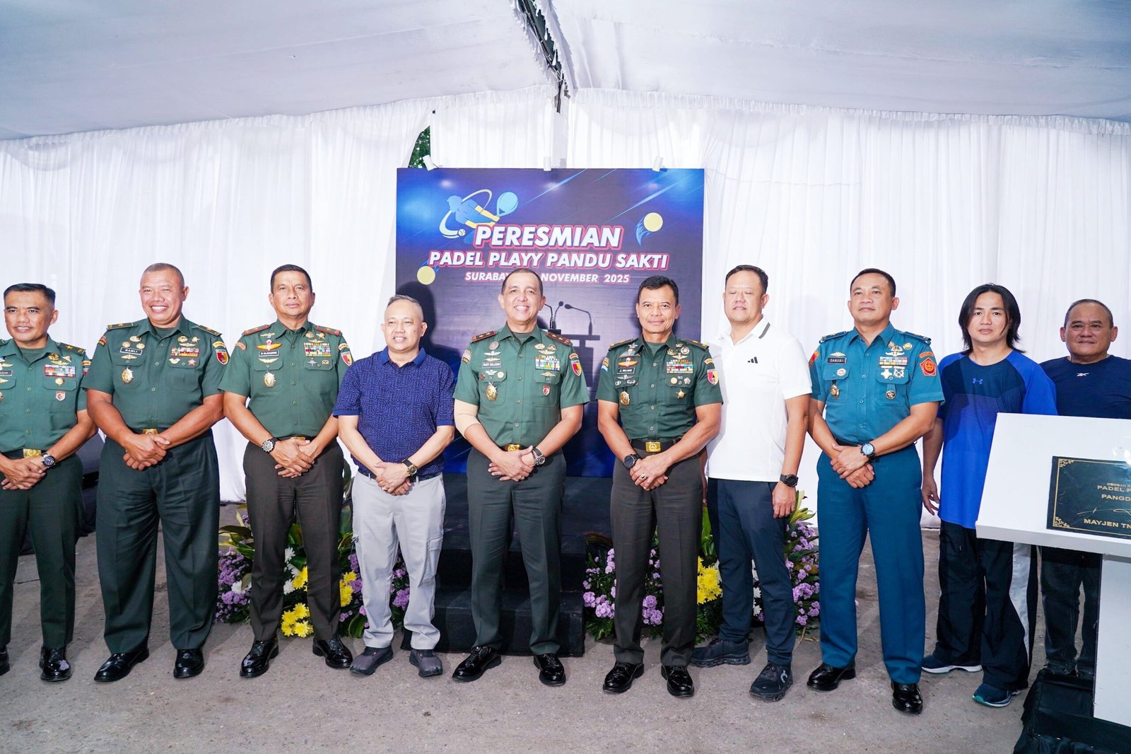 Pangdam V/Brawijaya Mayjend TNI Rudy Saladin Resmikan Lapangan Padel Playy Pandu Sakti