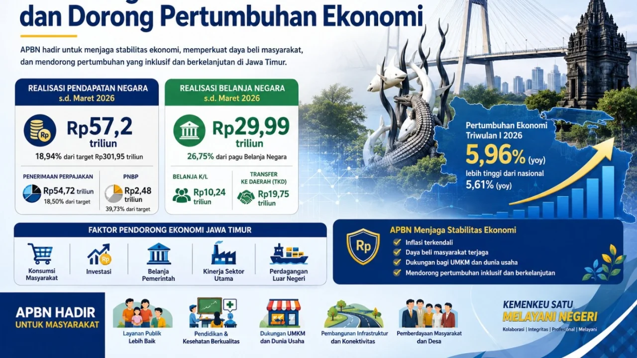 Ekonomi Jawa Timur Tumbuh 5,96 Persen, Lampaui Nasional di Tengah Tekanan Global