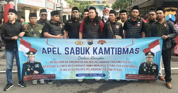 Perkuat Sinergi, Polres Pelabuhan Tanjung Perak Libatkan Elemen Masyarakat dalam Apel Sabuk Kamtibmas di Polda Jatim