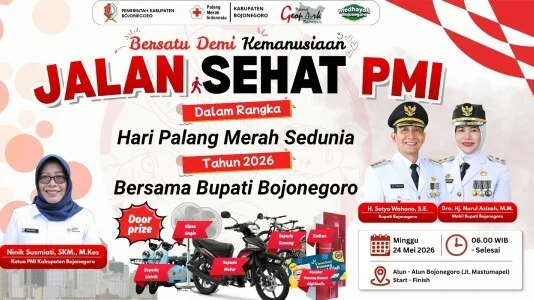 Peringati Hari Palang Merah Sedunia 2026, PMI Bojonegoro Gelar Jalan Sehat