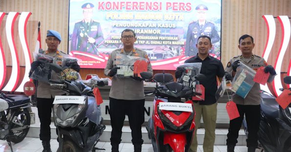 Polres Madiun Kota Ungkap 3 Kasus Curanmor, 4 Orang Residivis Diamankan